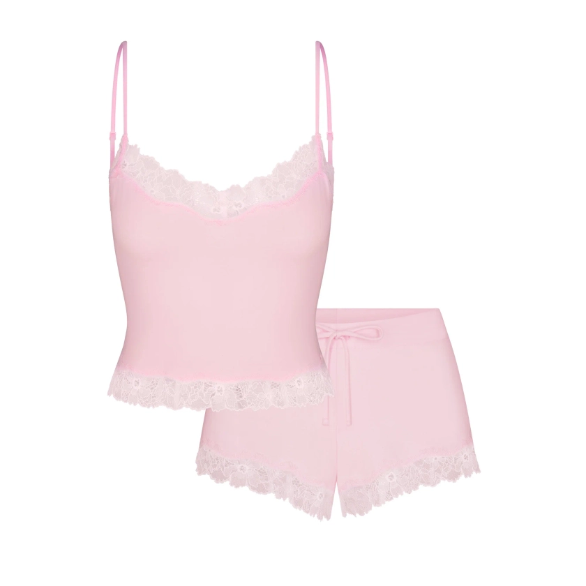 COTTON LACE CAMI AND SHORT SET | CHERRY BLOSSOM