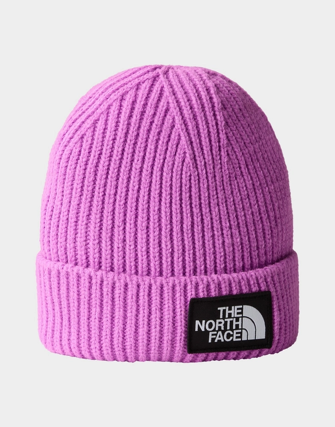 Purple The North Face Logo Box Cuffed Beanie | JD Sports UK 