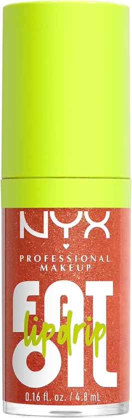 NYX Professional Makeup Lip Gloss, High Shine, Non-Sticky FInish, 12 Hours Hydrating, Fat Applicator, With Squalane, Raspberry and Cloudberry Oils, Fat Oil Lip Drip, Shade: Follow Back