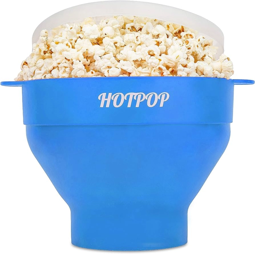 Amazon.com: The Original Hotpop Microwave Popcorn Popper, Silicone Popcorn Maker, Collapsible Bowl BPA-Free and Dishwasher Safe- 20 Colors Available (Azure): Home & Kitchen