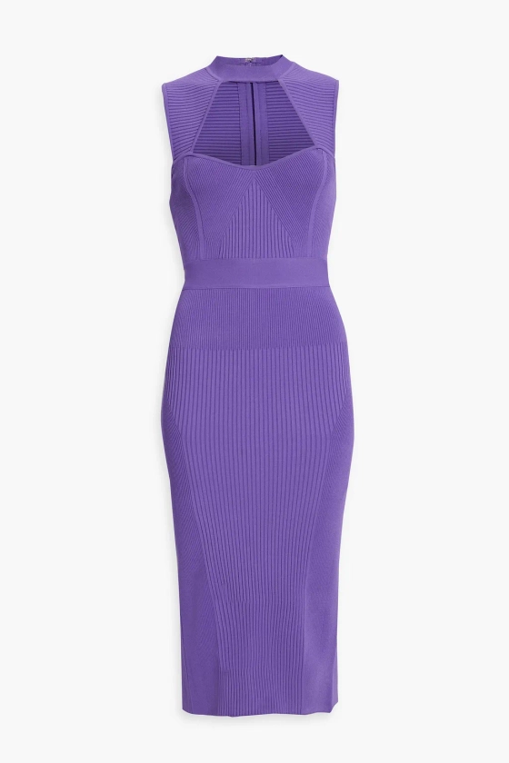 HERVÉ LÉGER Cutout ribbed bandage midi dress | THE OUTNET