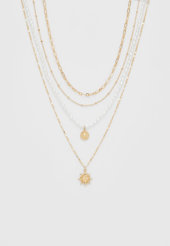 Set of 4 sun and faux pearl necklaces - Women's Fashion Jewellery | Stradivarius United Kingdom