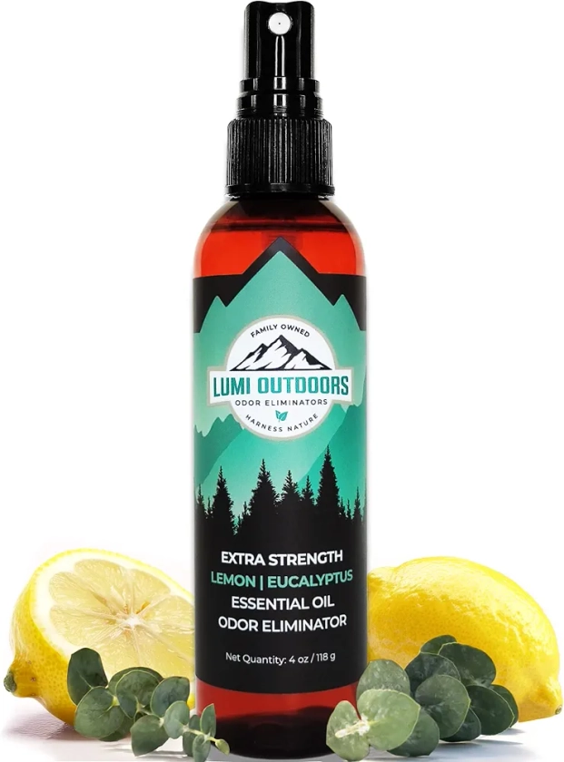 Lumi Outdoors Natural Shoe Deodorizer Spray & Foot Odor Eliminator- Extra Strength- Eucalyptus Lemongrass