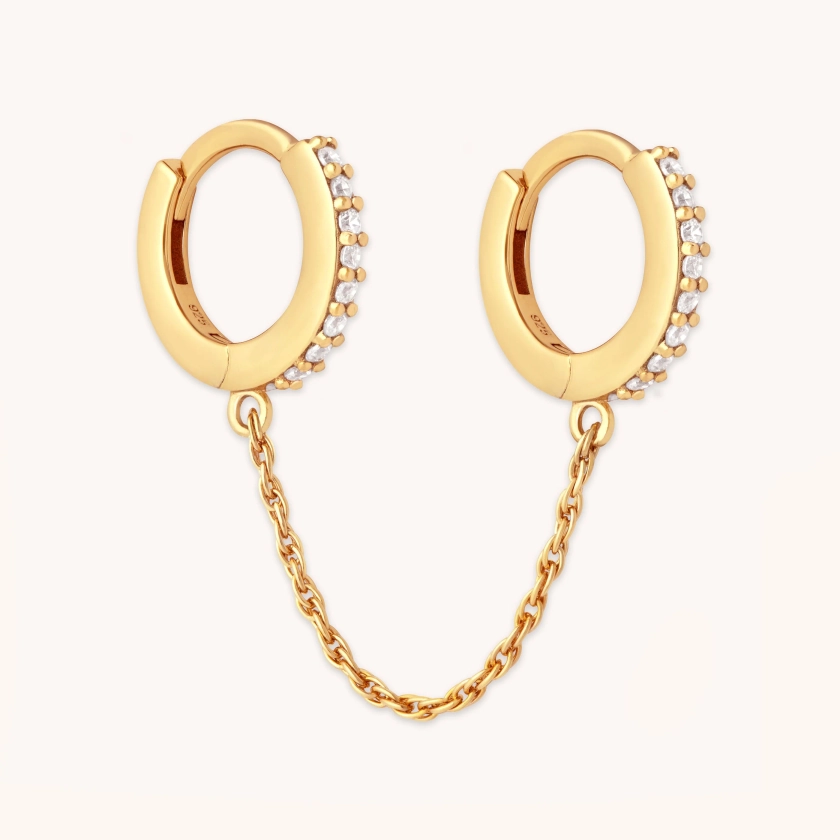 Chain Link Gold Huggies | Astrid & Miyu Earrings
