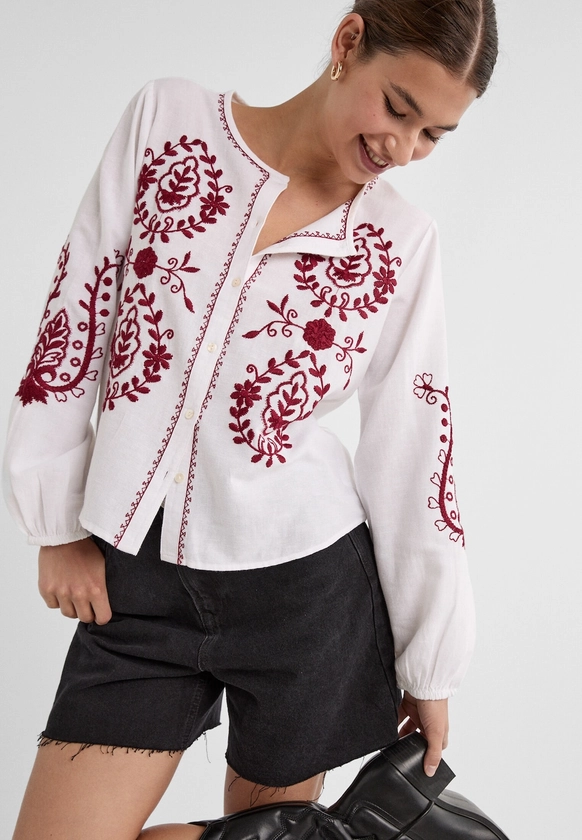 Chemisier broderies - Chemisiers et blouses femme | Stradivarius France