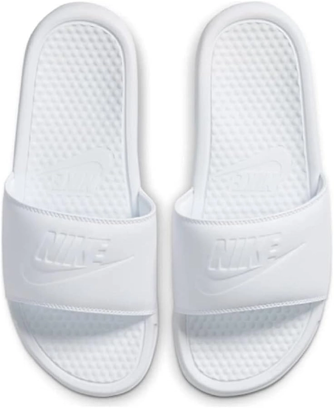 Amazon.com | Nike Benassi Women's Slide Sandals (Numeric_8) White | Sport Sandals & Slides