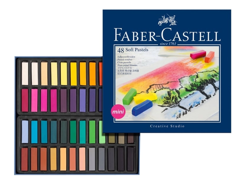 Faber-Castell Creative Studio Mini - Crayon de cire - pastel doux - couleurs assorties (pack de 48)