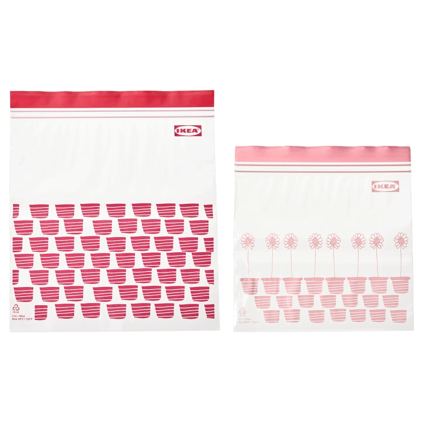 ISTAD Resealable bag - patterned red/pink 2.5/1.2 l