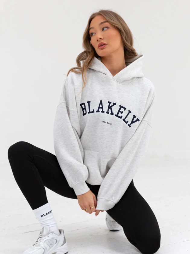 Buy Blakely Marl White Varsity Oversized Hoodie | Free delivery on orders over £70