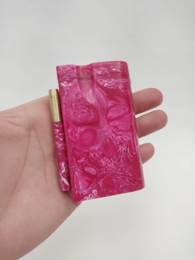 Acrylic Pink One Hitter Dugout Stash Box, Magnetic Lid, Acrylic Bat Smoking Pipe 4 Mini Brass Pipe Screens FAST SHIPPING - Etsy