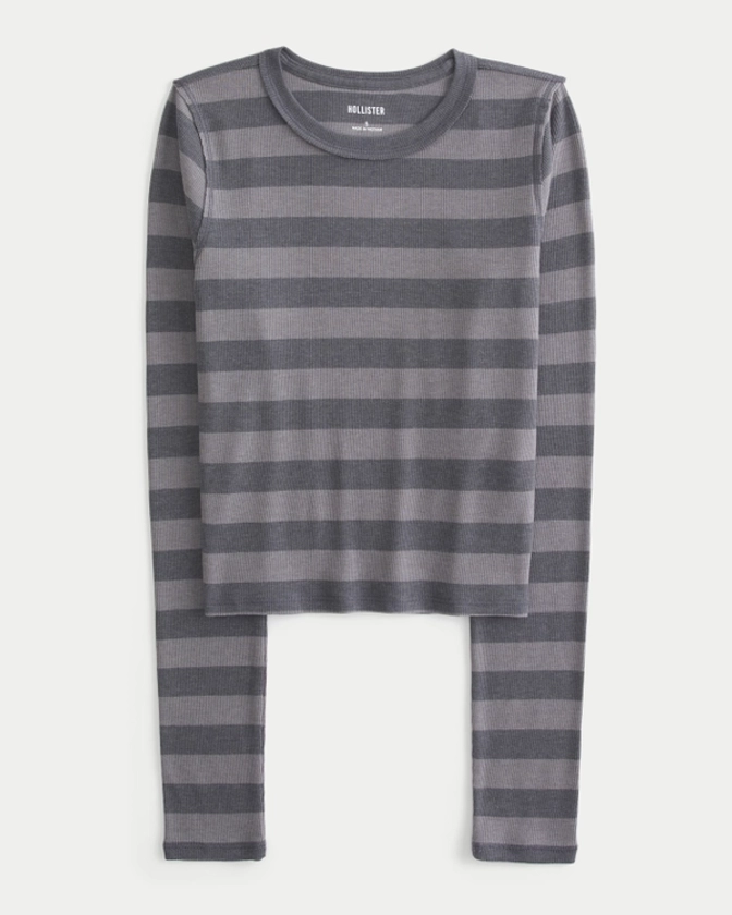 Women's Ribbed Long-Sleeve Crew Top | Women's Tops | HollisterCo.com