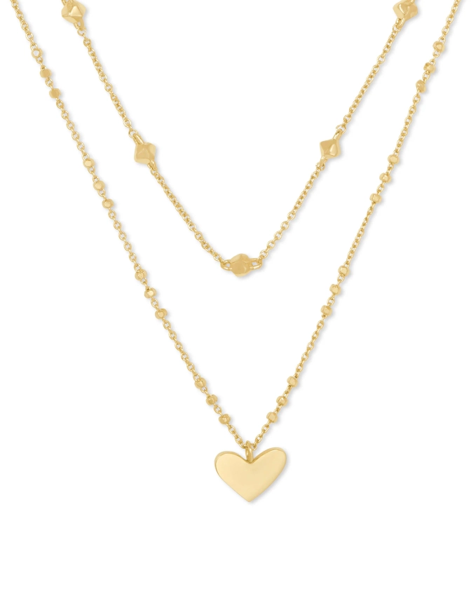 Ari Heart Multi Strand Necklace in Gold | Kendra Scott