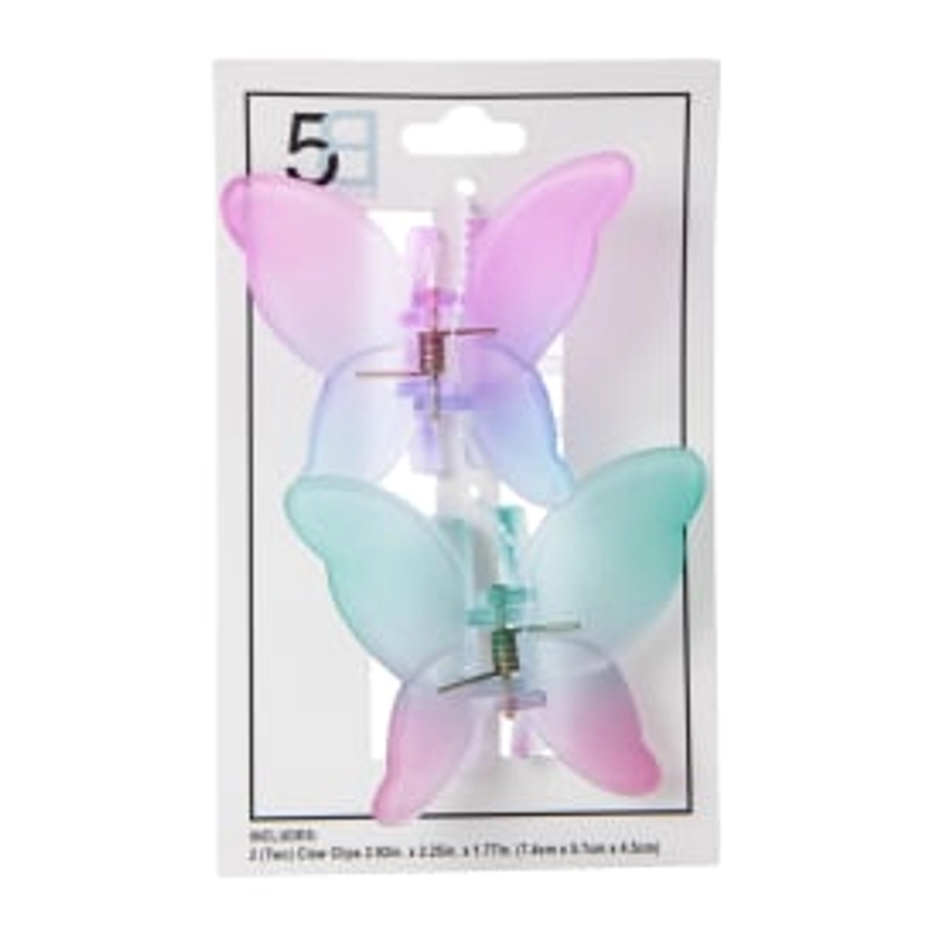 Frosted Butterfly Claw Clips 2-Count