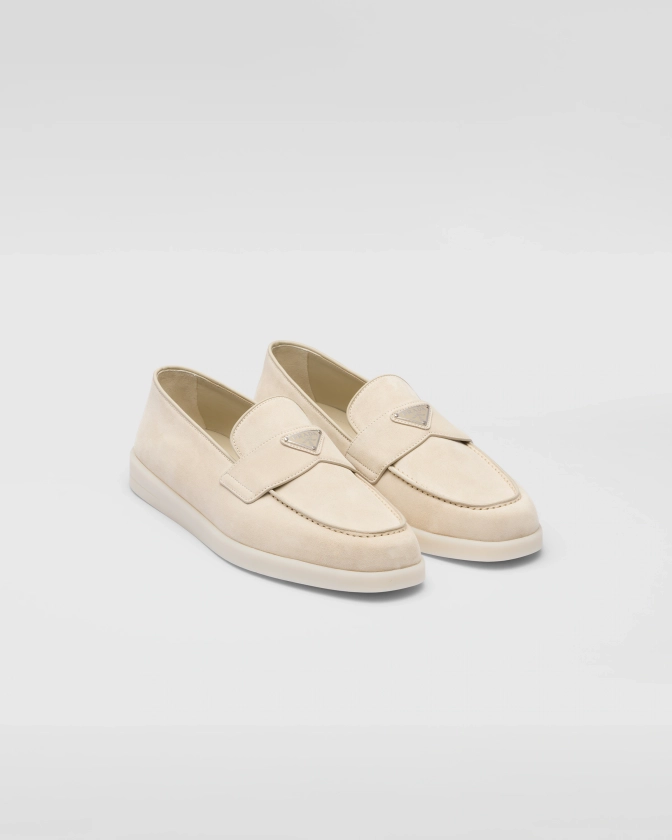 Desert Beige Suede Loafers | PRADA