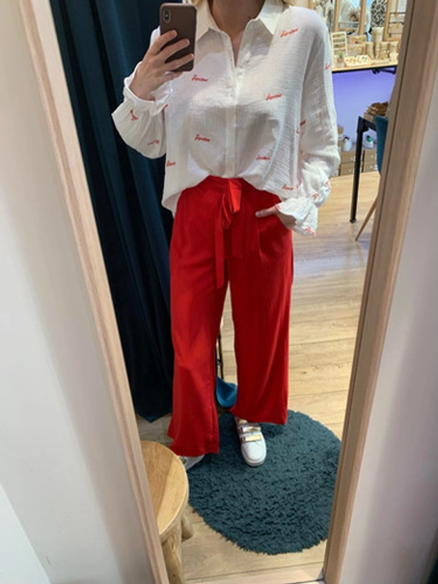 Pantalon fluide Nola rouge | AUX PETITS BONHEURS