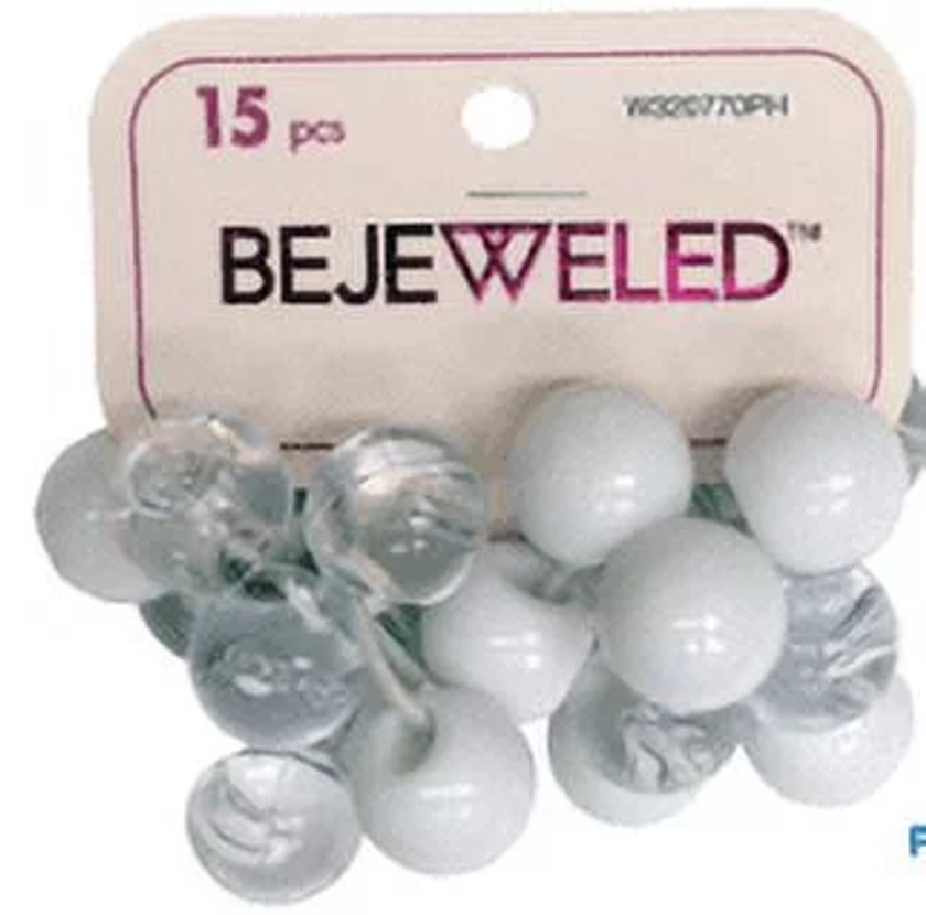 Bejeweled 15pc 18MM Clear & White Twin Beads