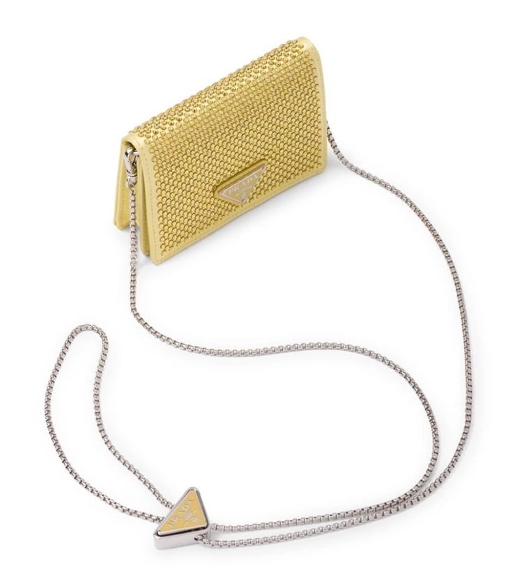 Womens Prada yellow Crystal-Embellished Card Holder