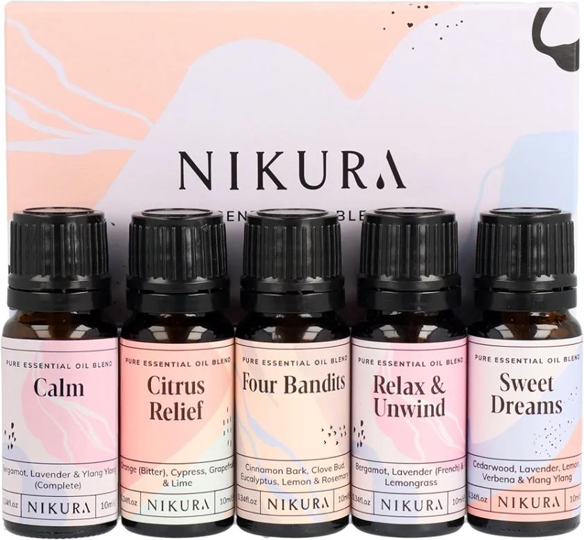 Nikura Essential Oils Blends Gift Set | Calming Essential Oils for Diffusers for Home, Sleep, Wax Melts | Relaxing Aromatherapy Oils Set | UK Made & Vegan : Amazon.co.uk: Health & Personal Care