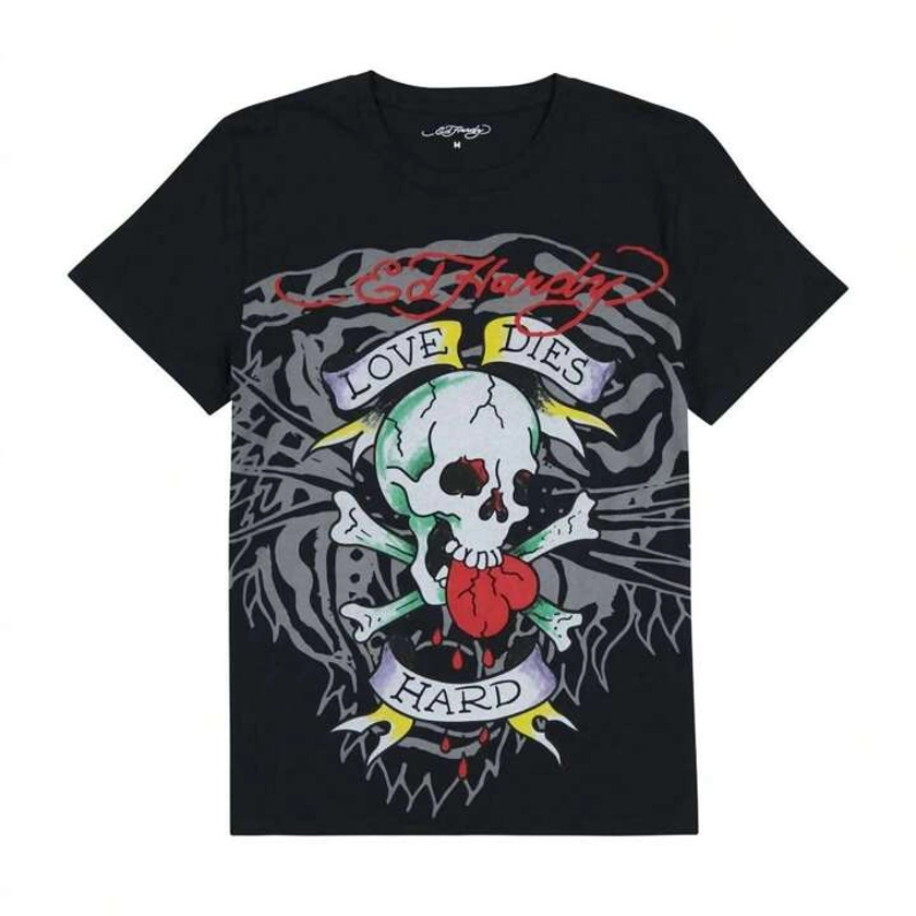 Ed Hardy ED HARDY Men's Love Skull T-Shirt In Faded Black