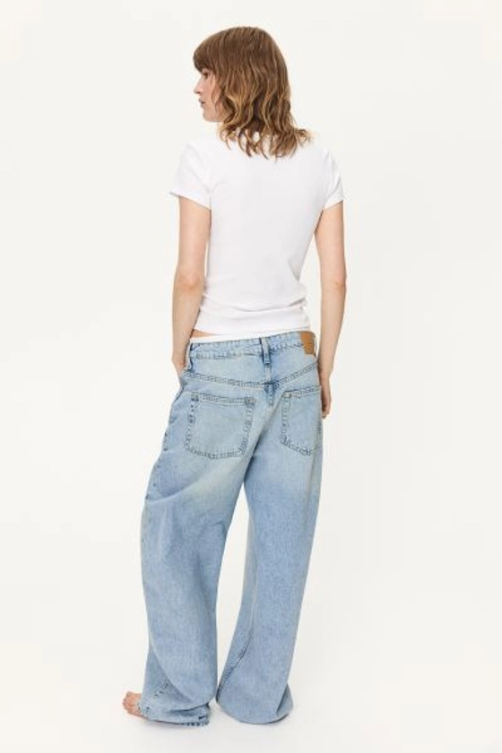 Baggy High Jeans - Taille haute - Jambes très longues - Bleu denim clair - FEMME | H&M FR