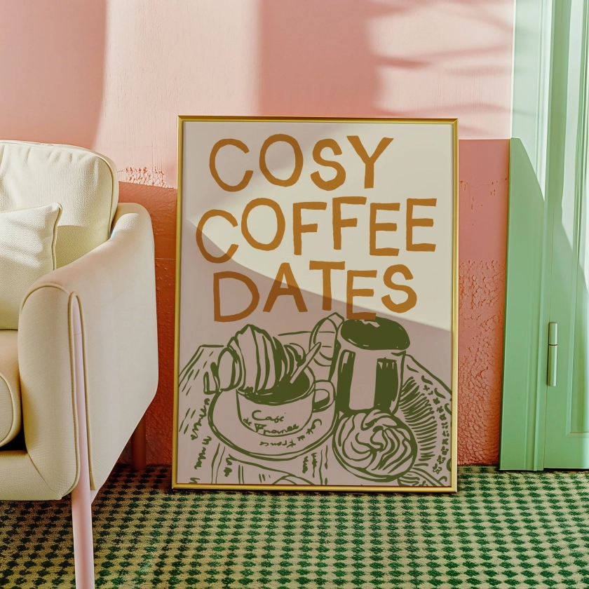 Cosy Coffee Dates Print | Unique Wall Art from Moonshine Prints