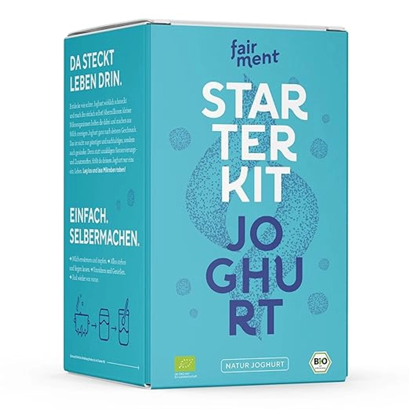 Fairment Joghurt Starterkit - Anfängerfreundlich | Sofort Startklar | 100% Bio Joghurtkulturen - Mit Edelstahl Joghurtbereiter und Zugang zur Fairmentierer-Community : Amazon.de: Lebensmittel & Getränke