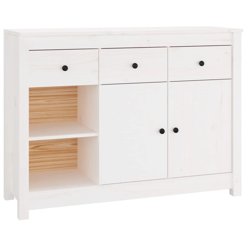 vidaXL Buffet Blanc 100x35x74 cm Bois massif de pin | vidaxl-fr