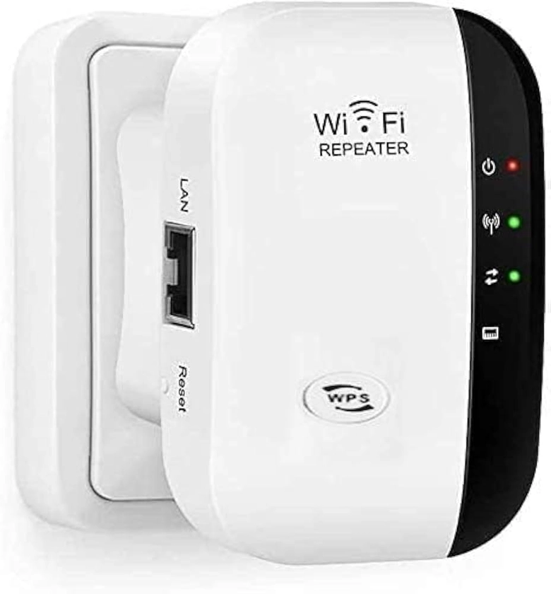 Répéteur WiFi Puissant 300Mbps Amplificateur WiFi Puissant 2.4GHz WiFi Range Booster WiFi Répéteur Extenseur sans Fil avec Port Ethernet, WiFi Extender WiFi Booster, RJ45, Protection WPS