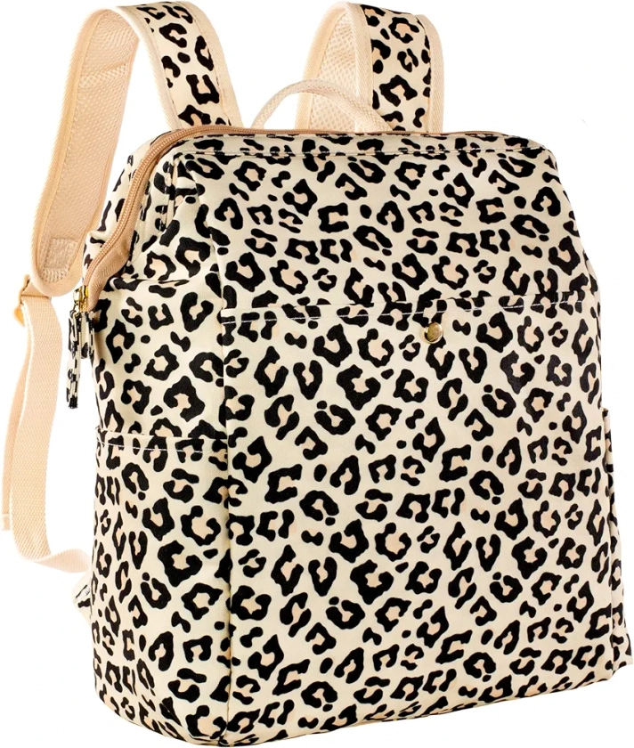 Steel Mill & Co Backpack Cooler for Women, Cute Soft Cooler for 30 Cans, Beach Cooler Bag Insulated, Lightweight Portable Cooler, Picnic Backpack for Hiking and Travel, Leopard