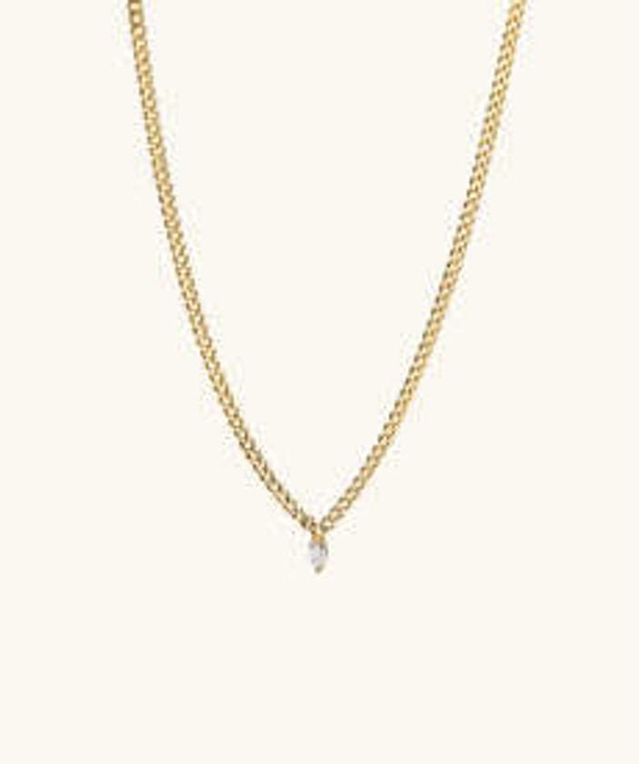 Pear Diamond Curb Chain Necklace