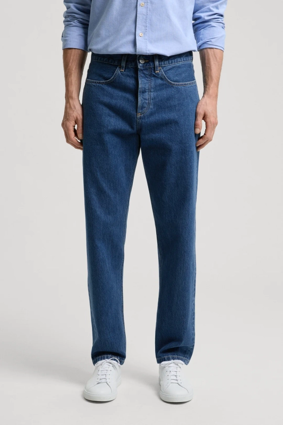 Mid Blue Washed Loose Jeans | Organic Cotton Denim- ASKET