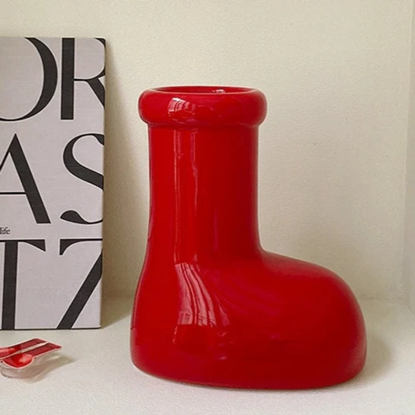 Red Boots Ceramic Flower Vase