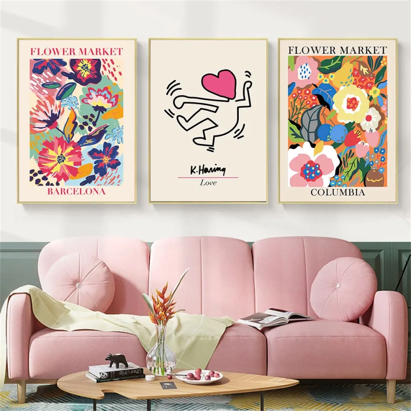 4.32€ 51% de réduction|Affiche moderne de Matisse pour la décoration de la maison, peinture sur toile, art mural abstrait, College de marché de fleurs, décoration de salon | AliExpress