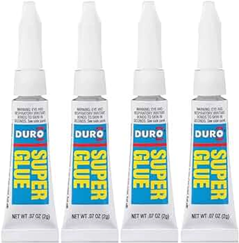 Duro Super Glue, Clear Superglue, Cyanoacrylate Adhesive Instant Glue, Quick Dry - .07 fl oz, Pack of 4
