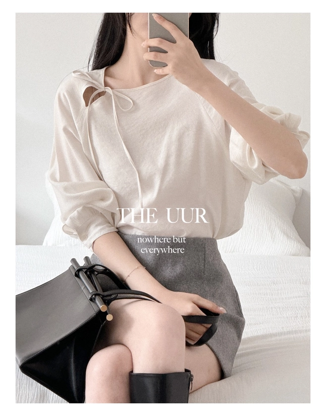 uur letter round blouse [cream] - 유유알