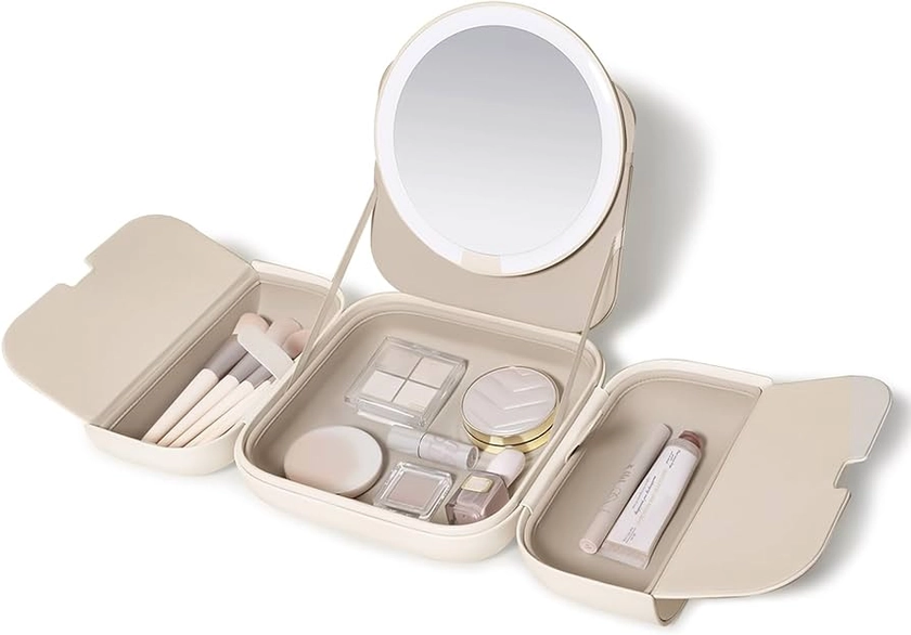 Amazon.com - AMIRO M2 LumoCube Portable LED Bag Mirror with 5 Level Brightness, Makeup case Organizer with Mirror-White