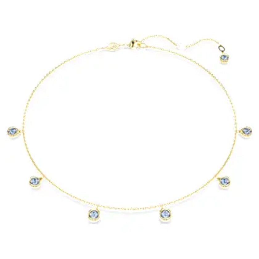 Collier Imber, Coupe ronde, Bleu clair, Placage de ton or par SWAROVSKI