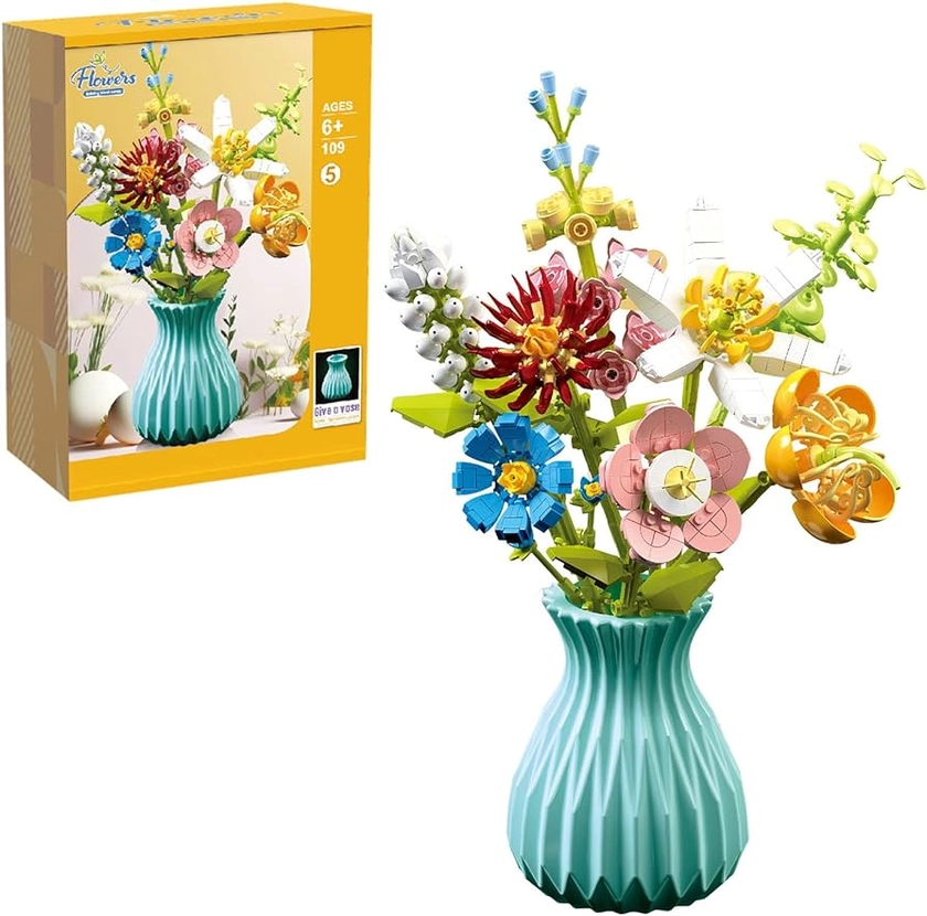 Amazon.com: Mini Bricks Flower Bouquet Building Sets,Artificial Flowers with Vase,Mother's Day DIY Unique Decoration Home,Botanical Collection and Table Art,for Adults for Ages 6-12 yrs Old Girl for Gift (737PCS) : Toys & Games