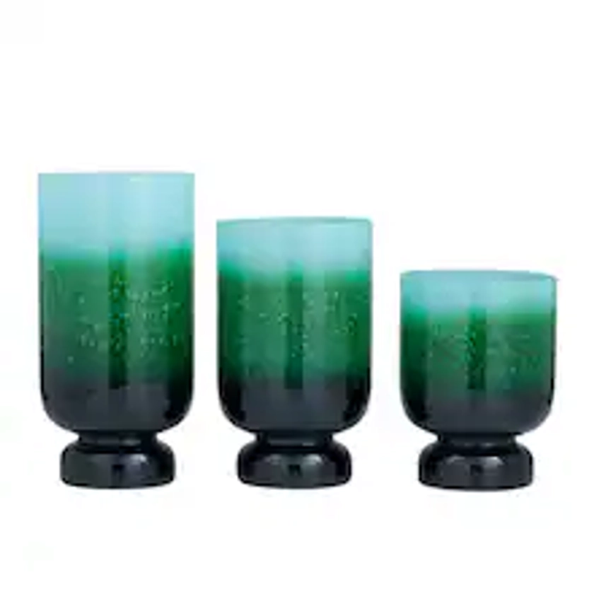 Green Rustic Candle Holder Set