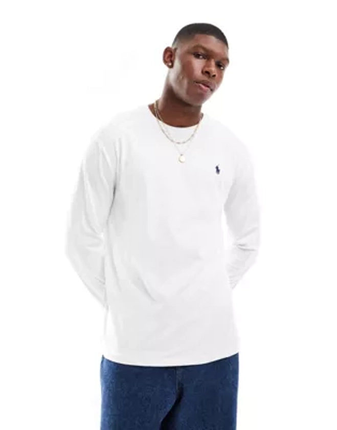 Polo Ralph Lauren - T-shirt à manches longues et logo emblématique - Blanc | ASOS