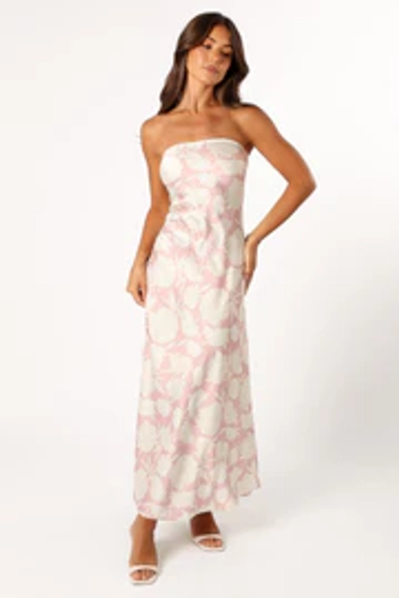 Gemma Strapless Maxi Dress - Pink Floral