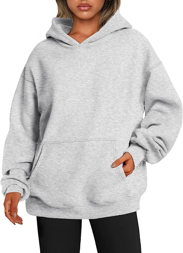 EFAN Oversized Sweatshirts Womens Hoodies Pullover Long Sleeve Shirts Loose Fit Fleece Sweaters With Pockets Fall Fashion Winter Clothes Outfits Y2k Teen Girls Jackets Grey at Amazon Women’s Clothing store