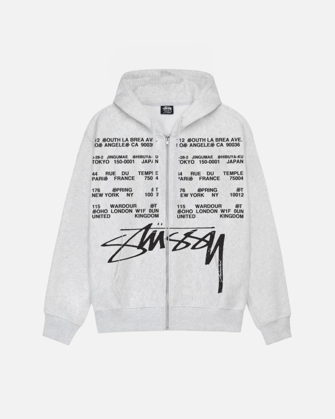 Locations Zip Hoodie in ash heather – Stüssy