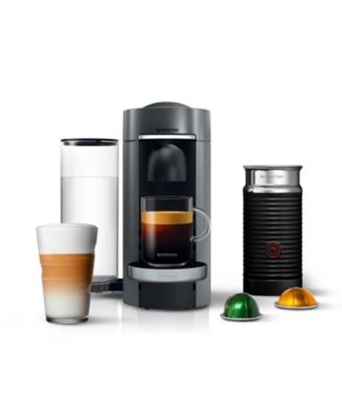 Nespresso Vertuo Plus Deluxe Coffee and Espresso Machine by De'Longhi, Titan with Aeroccino Milk Frother