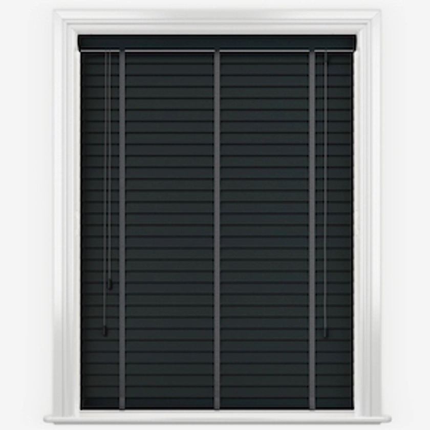 Dalby Black with Jet Tapes Wooden Venetian Blind | Blinds Direct