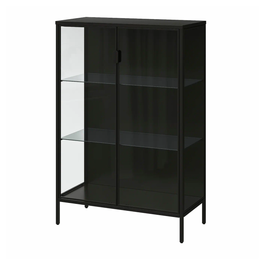 RUDSTA glass-door cabinet, anthracite, 80x37x120 cm (311/2x145/8x471/4") - IKEA CA