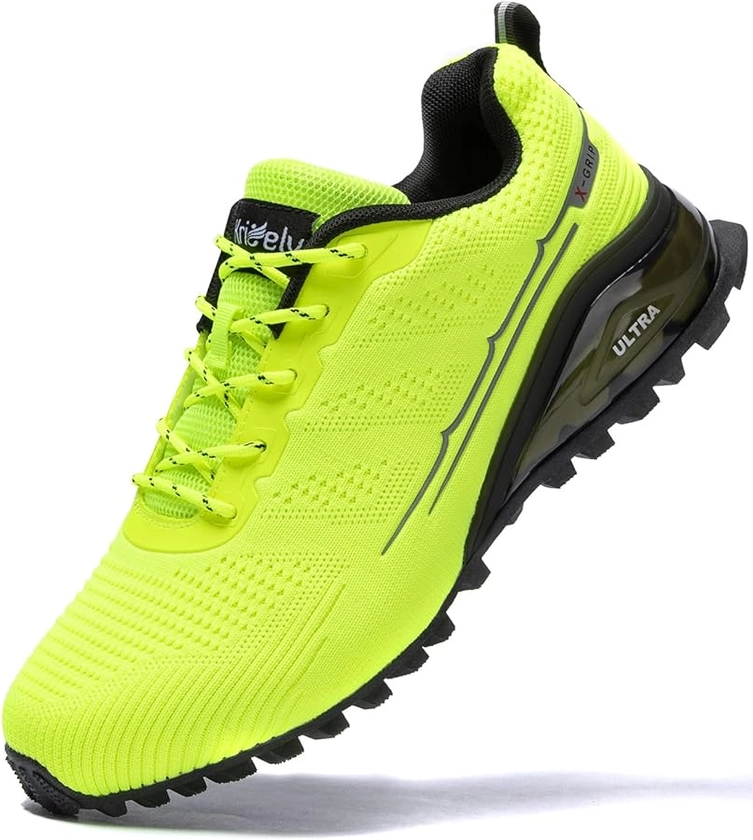 Kricely Trail Running Shoes Mens Breathable Lightweight Trainers Non-Slip Low Rise Walking Shoes