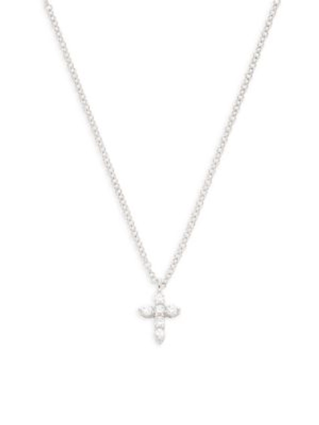 Saks Fifth Avenue 14K White Gold & 0.1 TCW Diamond Cross Pendant Necklace on SALE | Saks OFF 5TH