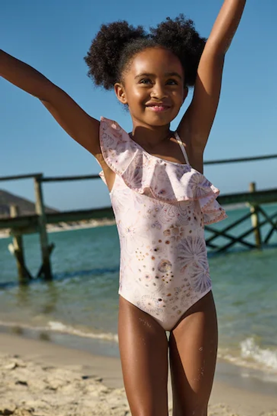 Buy Cream Shell One-Shoulder Swimsuit (3-16yrs) from the Next UK online shop