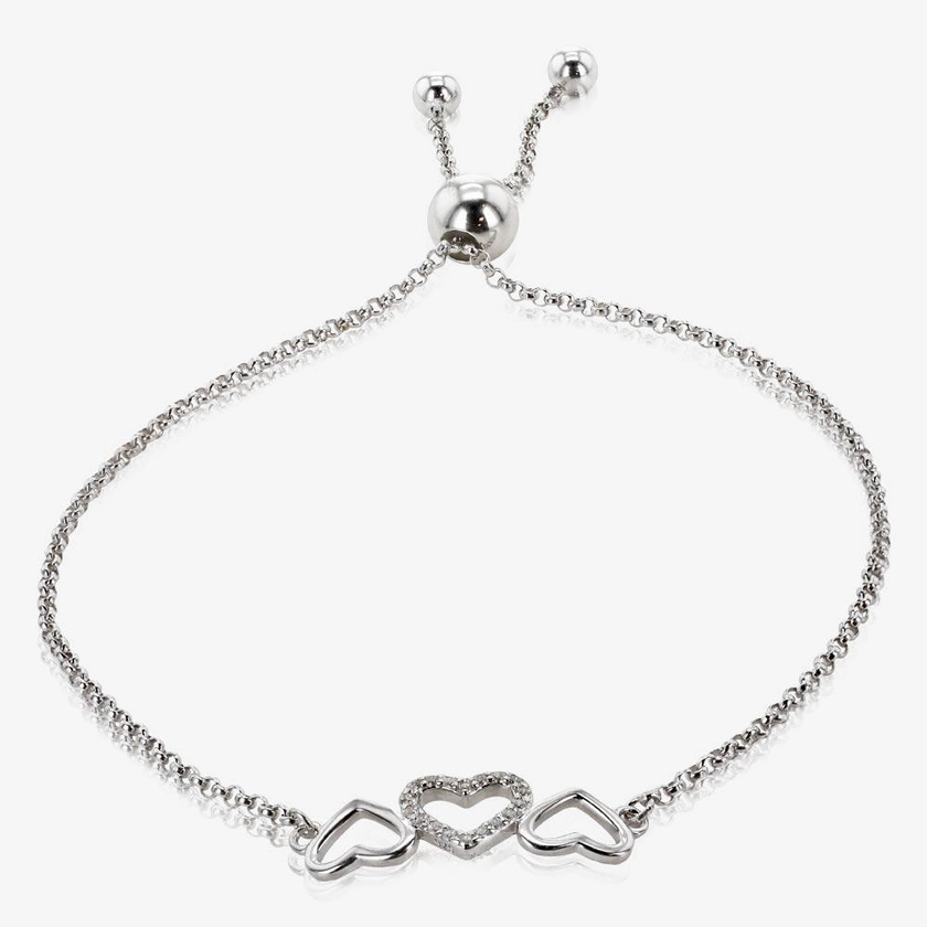 Silver Triple Heart Friendship Bracelet